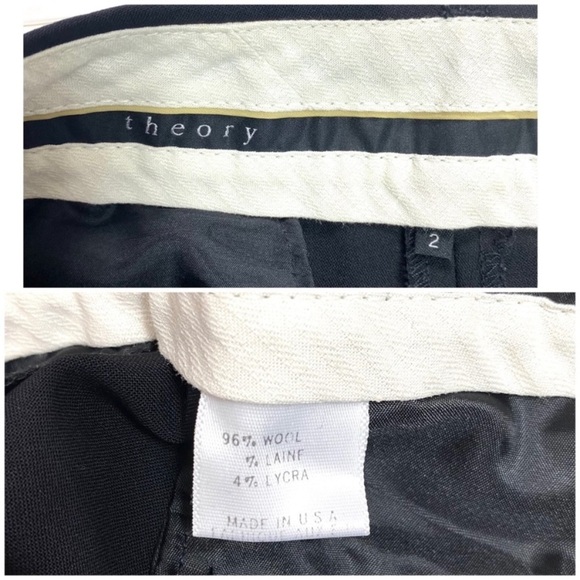 THEORY Wool Relaxed Fit Straight Trouser Pants In Black Size 2 - Picture 6 of 11